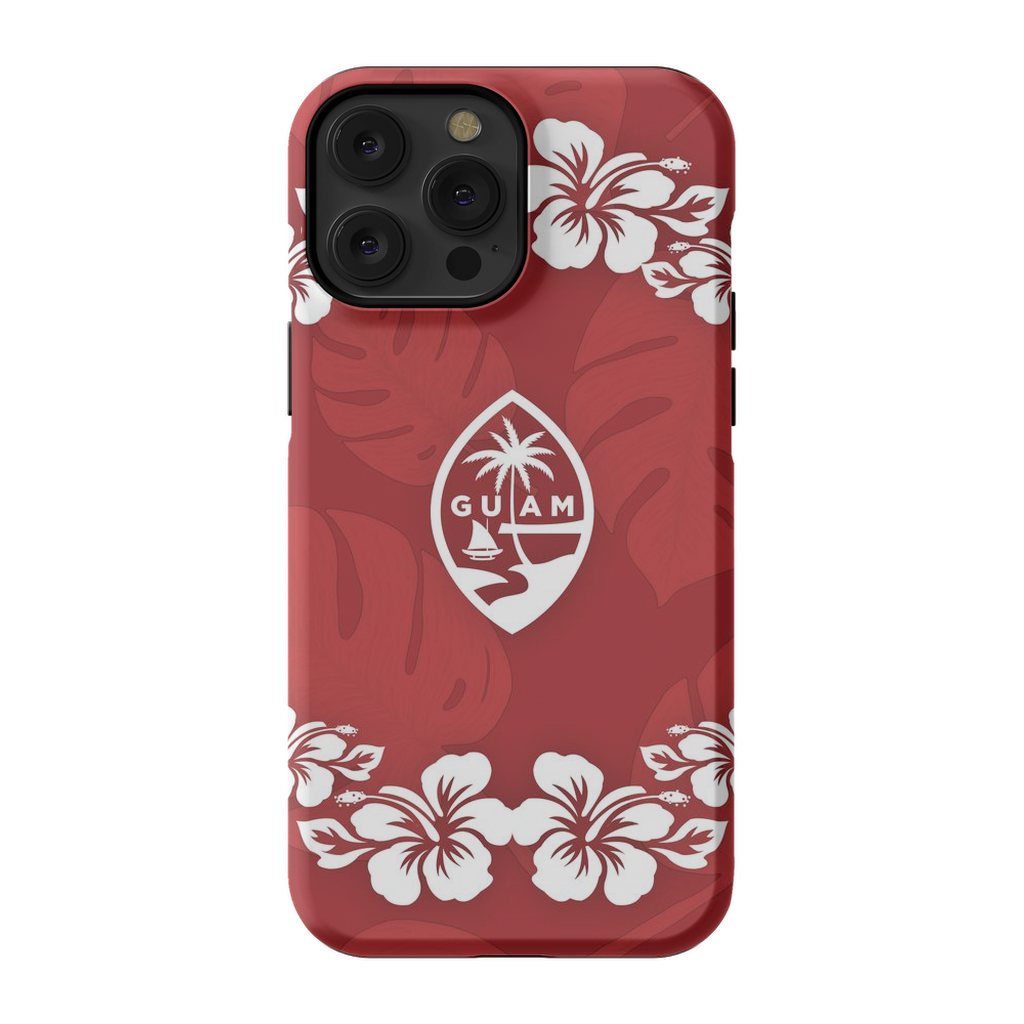 Guam Seal Red Hibiscus Premium Glossy Tough Phone Case
