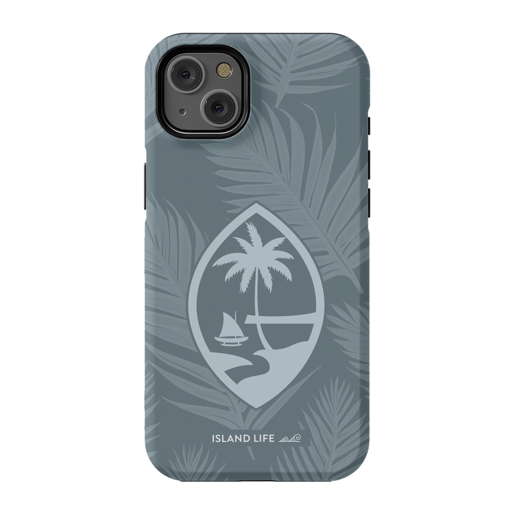 Guam Modern Leaves Slate Blue Premium Glossy Tough Phone Case