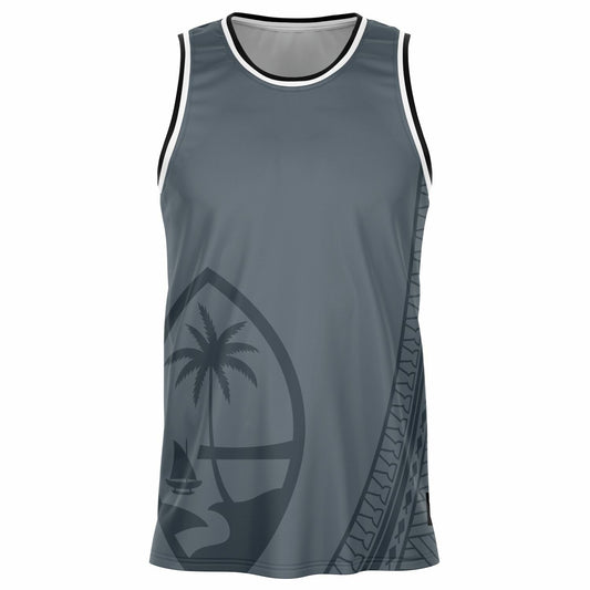 Guam Seal Tribal Gray Basketball Jersey