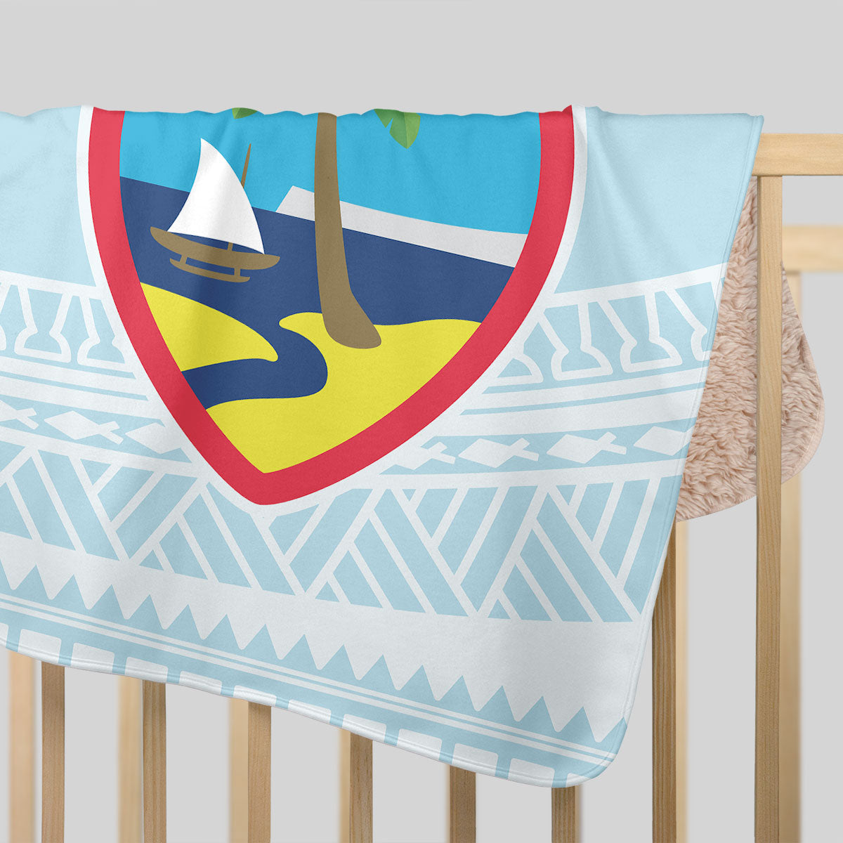 Guam Seal Tribal Blue Baby Sherpa Blanket