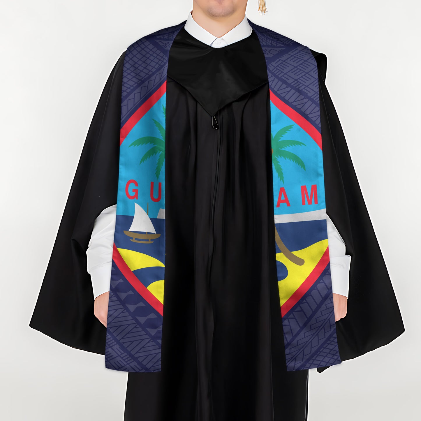 Guahan Tribal Blue Guam Graduation Stole Sash