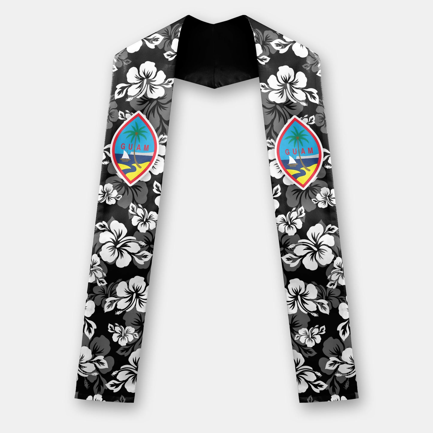 Guam Classic Hibiscus Black Graduation Stole Sash