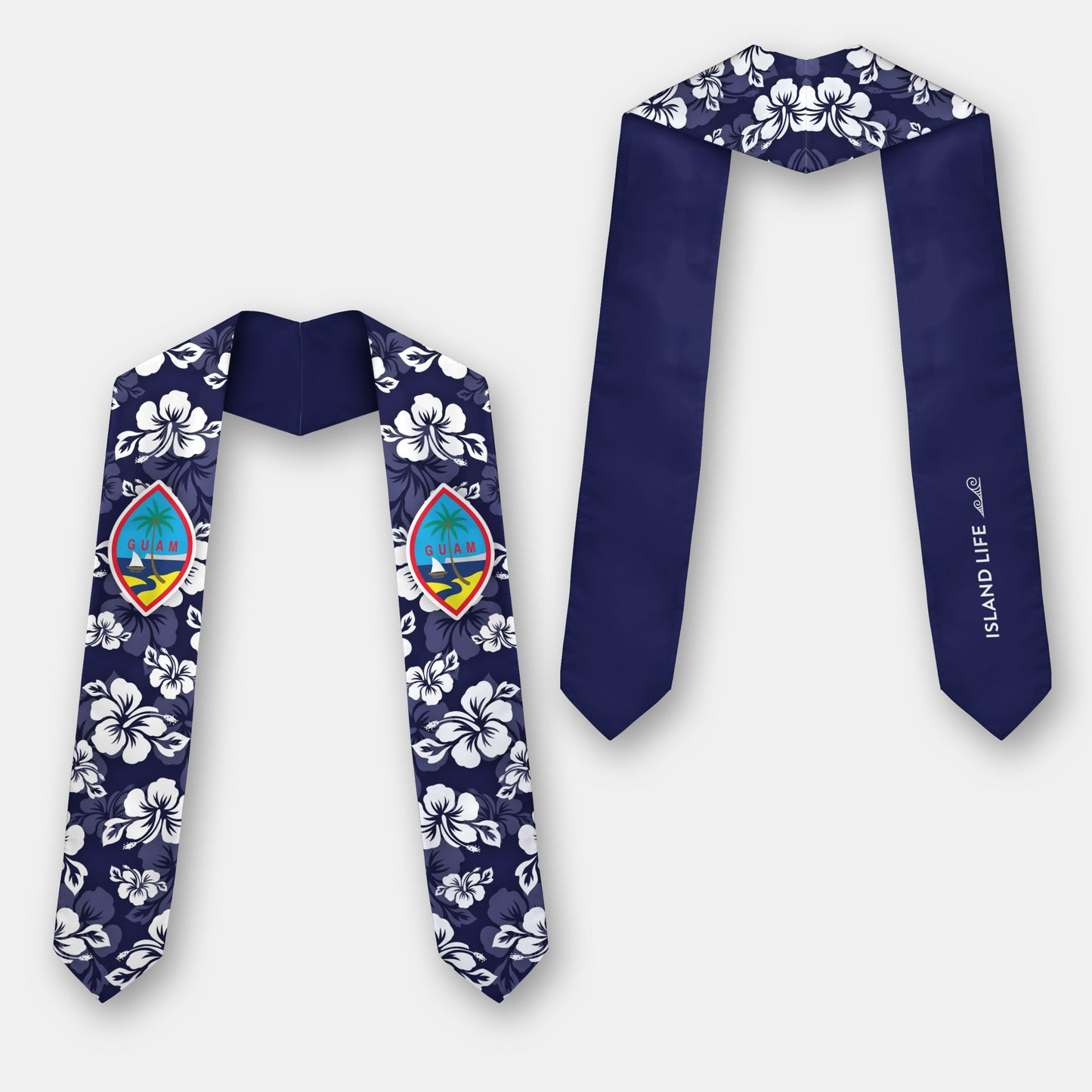 Guam Classic Hibiscus Blue Graduation Stole Sash