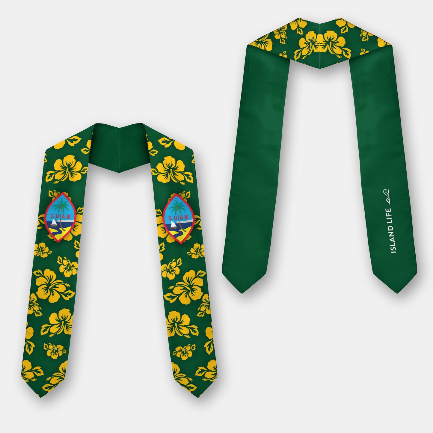 Guam Classic Hibiscus Green Gold Graduation Stole Sash