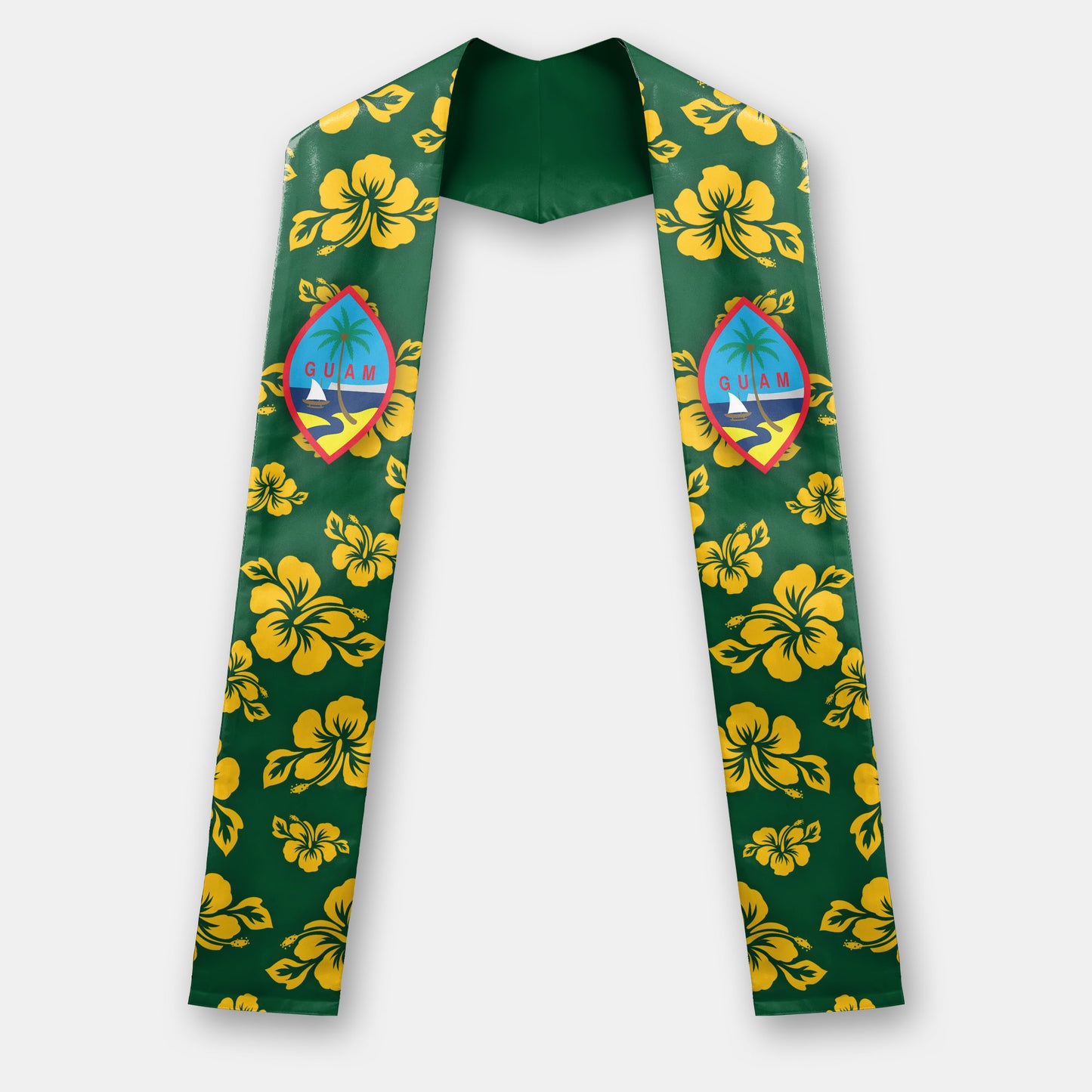 Guam Classic Hibiscus Green Gold Graduation Stole Sash