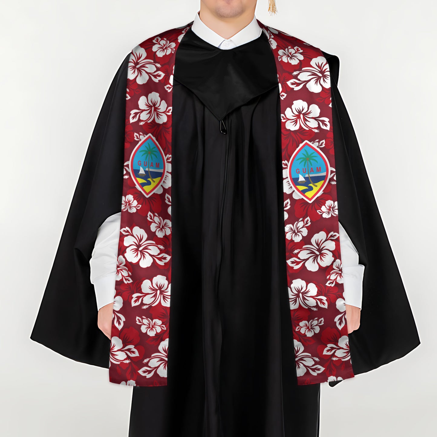 Guam Classic Hibiscus Maroon Graduation Stole Sash