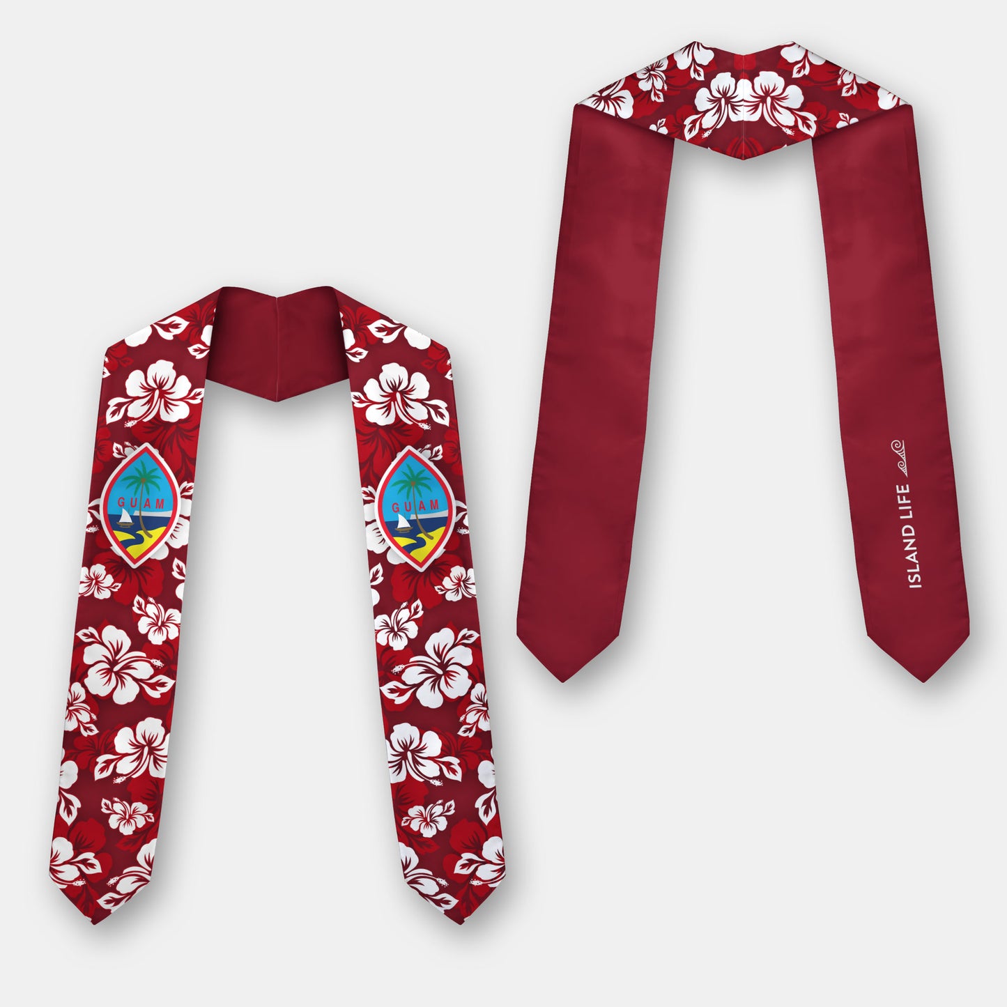 Guam Classic Hibiscus Maroon Graduation Stole Sash