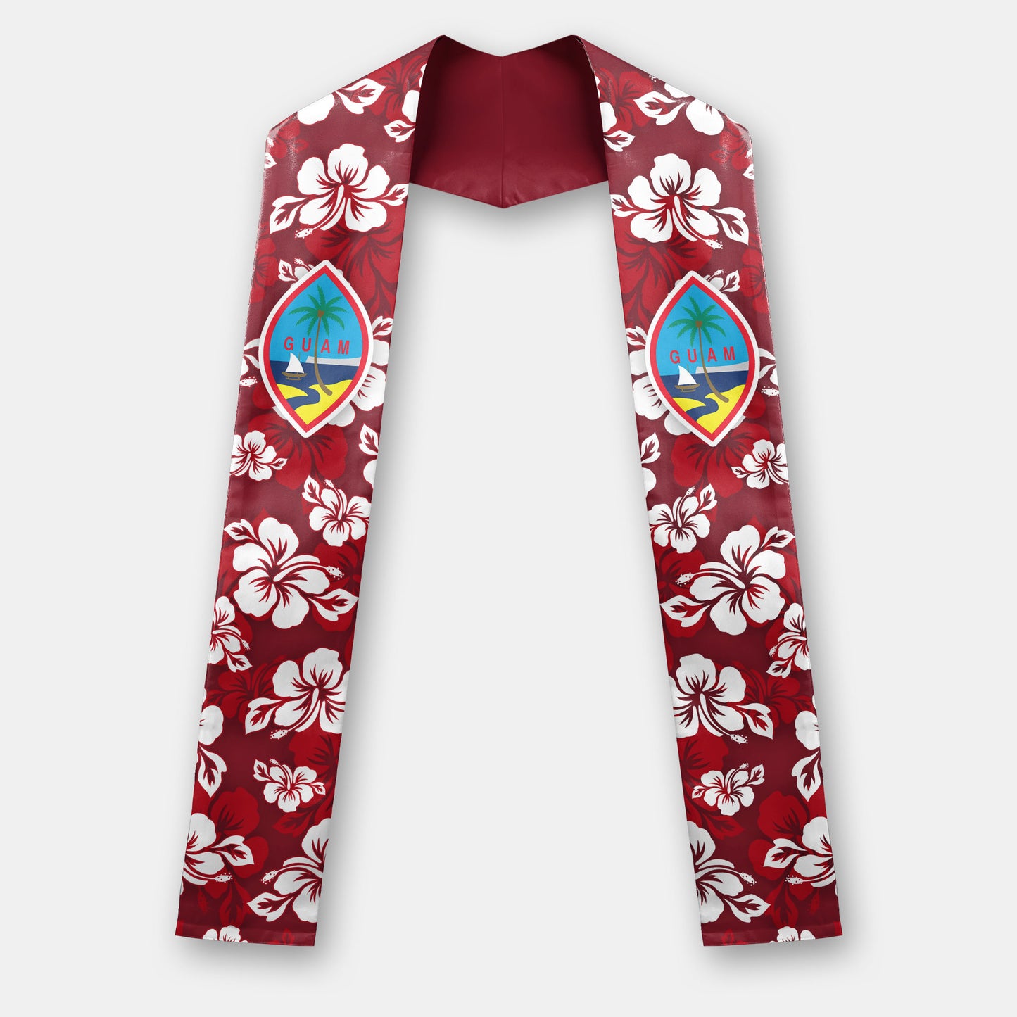 Guam Classic Hibiscus Maroon Graduation Stole Sash