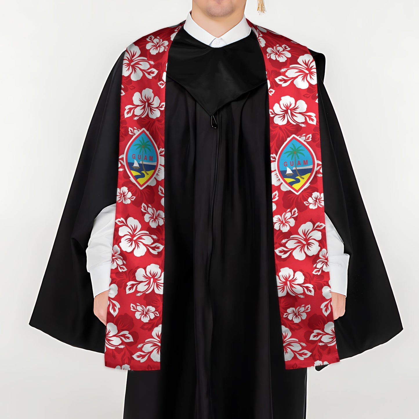 Guam Classic Hibiscus Red Graduation Stole Sash