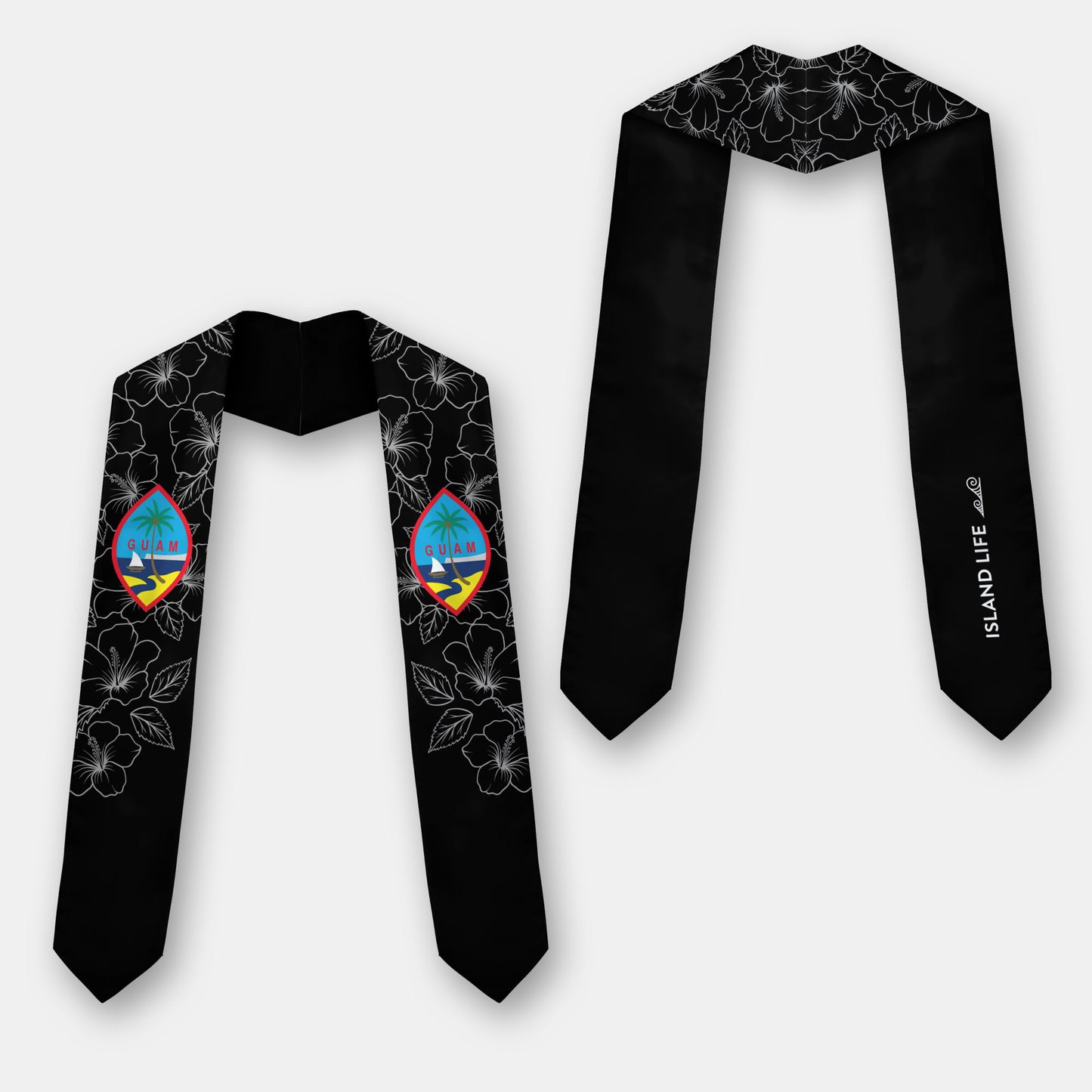 Guam Hibiscus Black Graduation Stole Sash