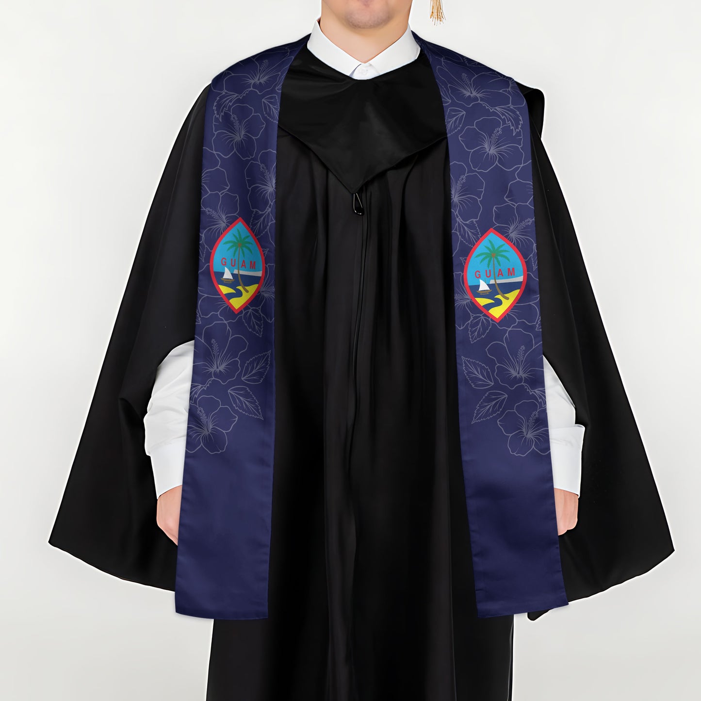 Guam Hibiscus Blue Graduation Stole Sash