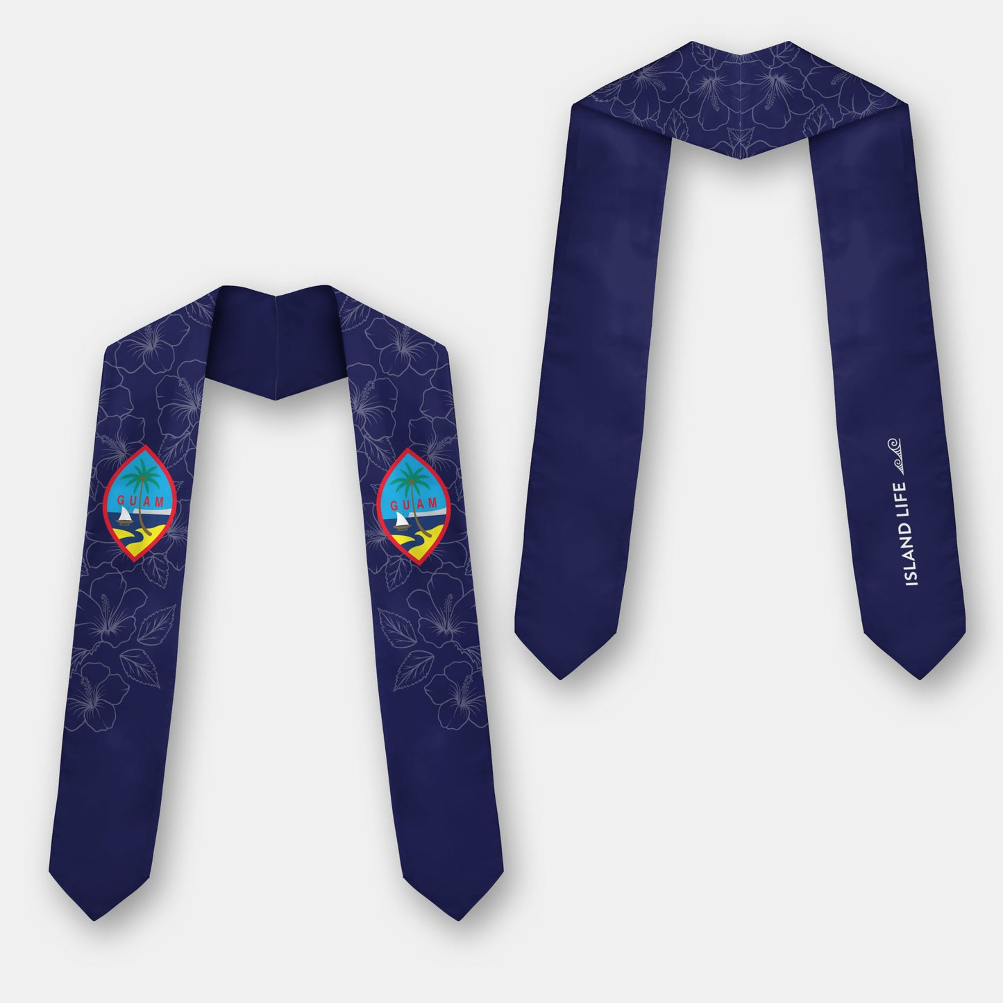 Guam Hibiscus Blue Graduation Stole Sash