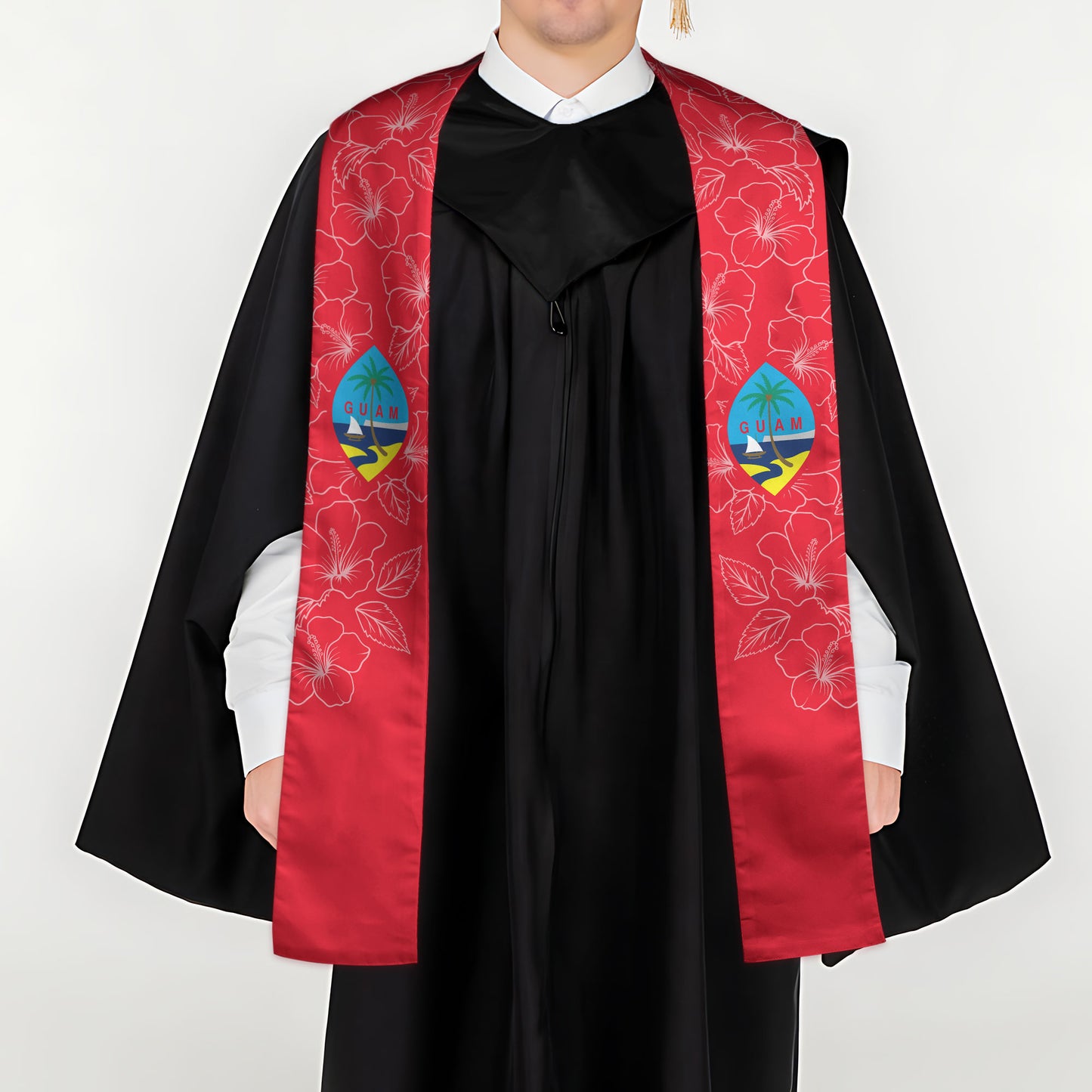 Guam Hibiscus Red Graduation Stole Sash