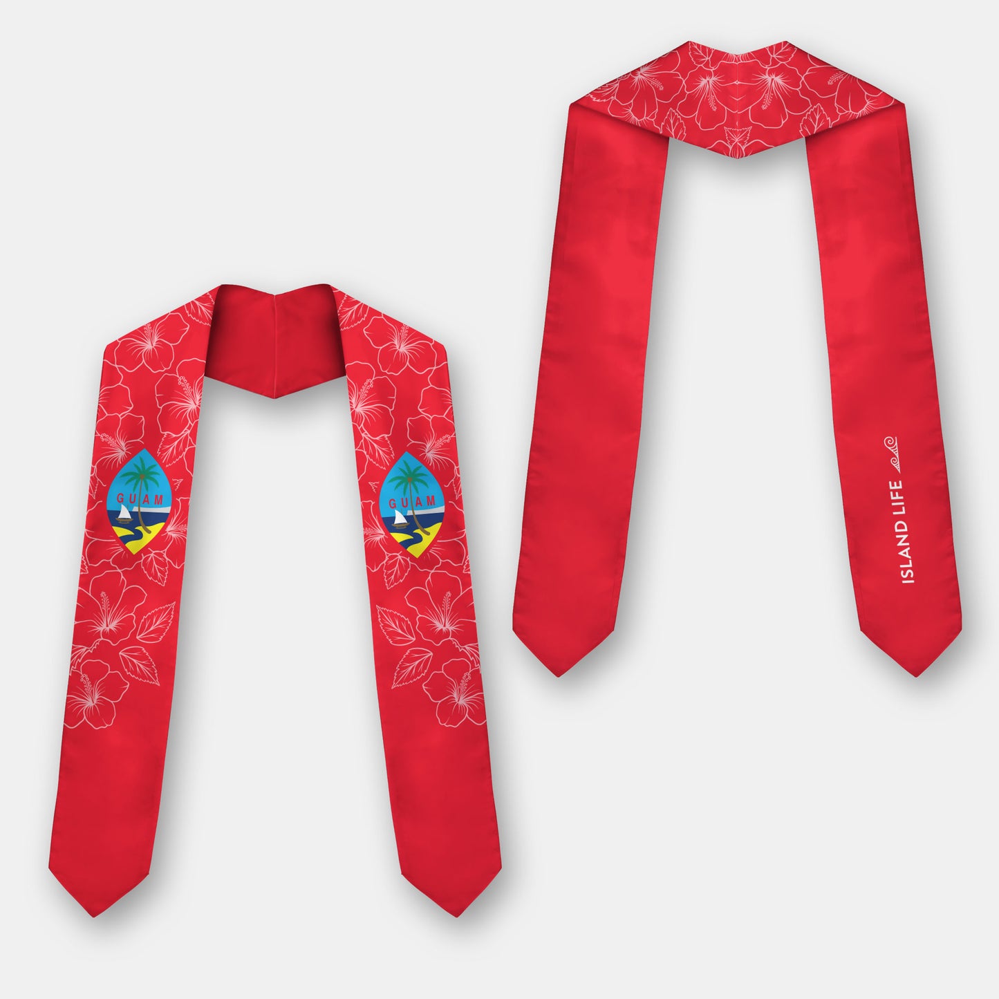 Guam Hibiscus Red Graduation Stole Sash