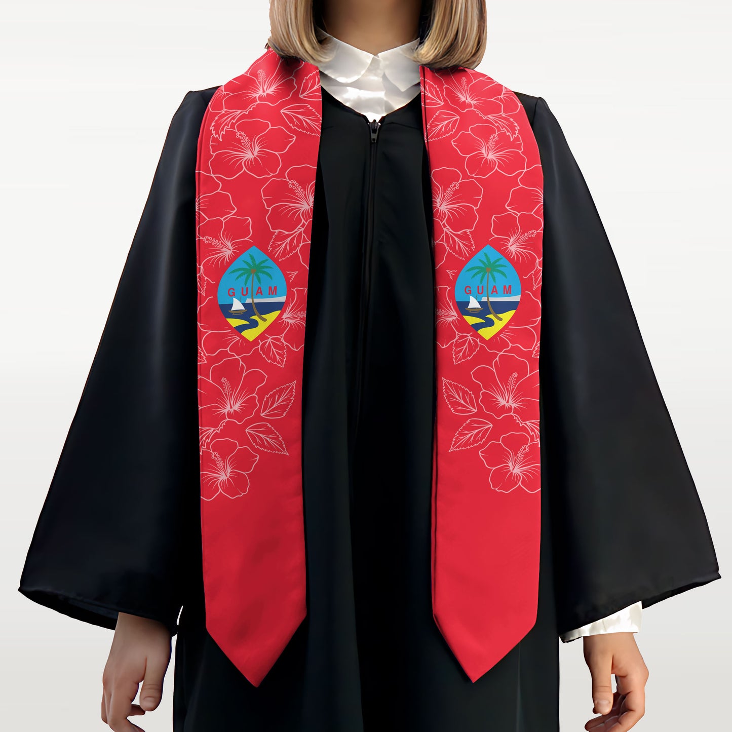 Guam Hibiscus Red Graduation Stole Sash