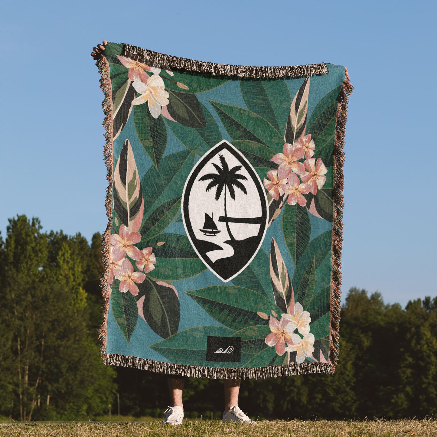 Guam Plumeria Flowers Woven Blanket