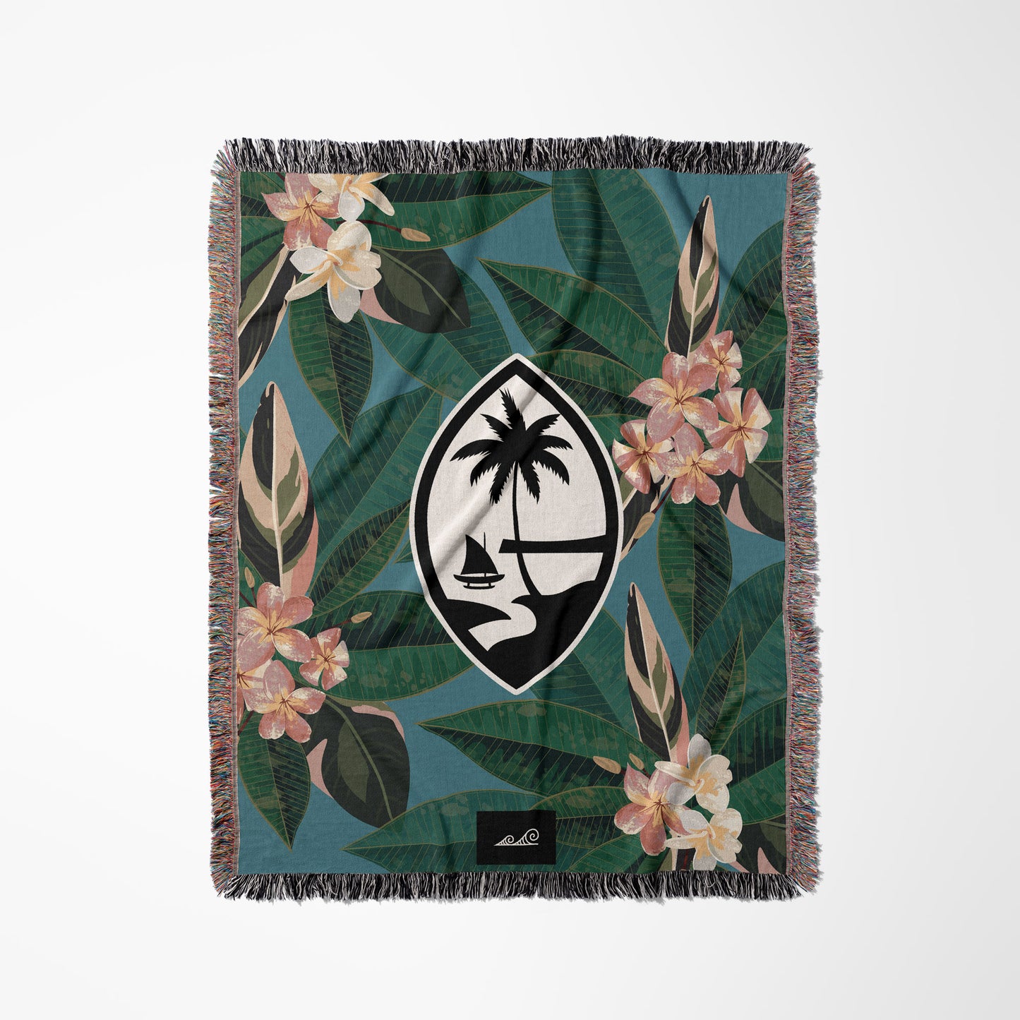Guam Plumeria Flowers Woven Blanket