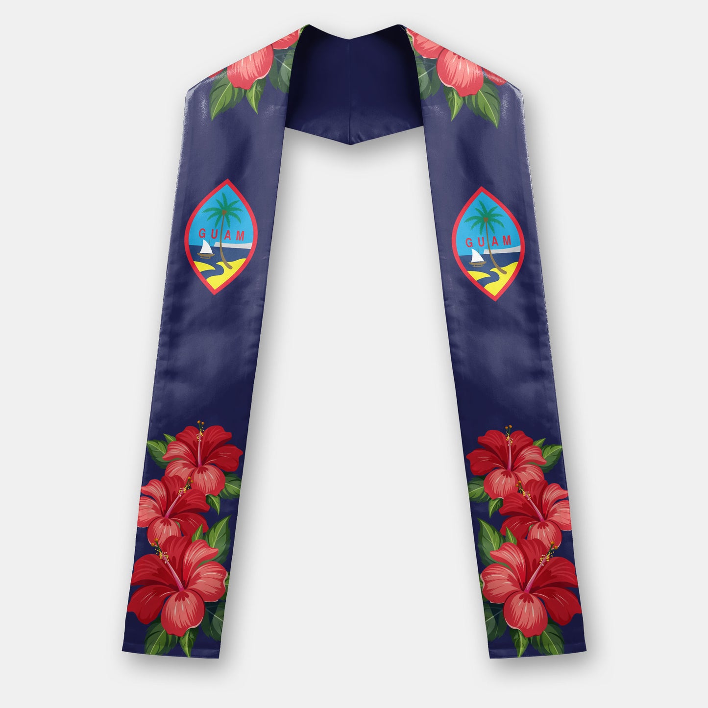 Guam Red Hibiscus Blue Graduation Stole Sash