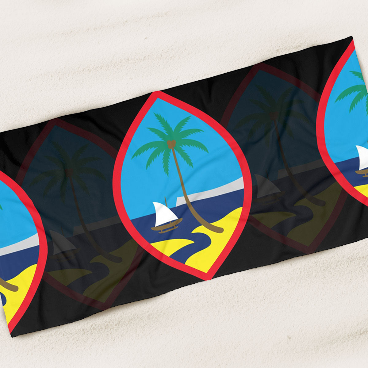 Guam Seals Black Beach Towel
