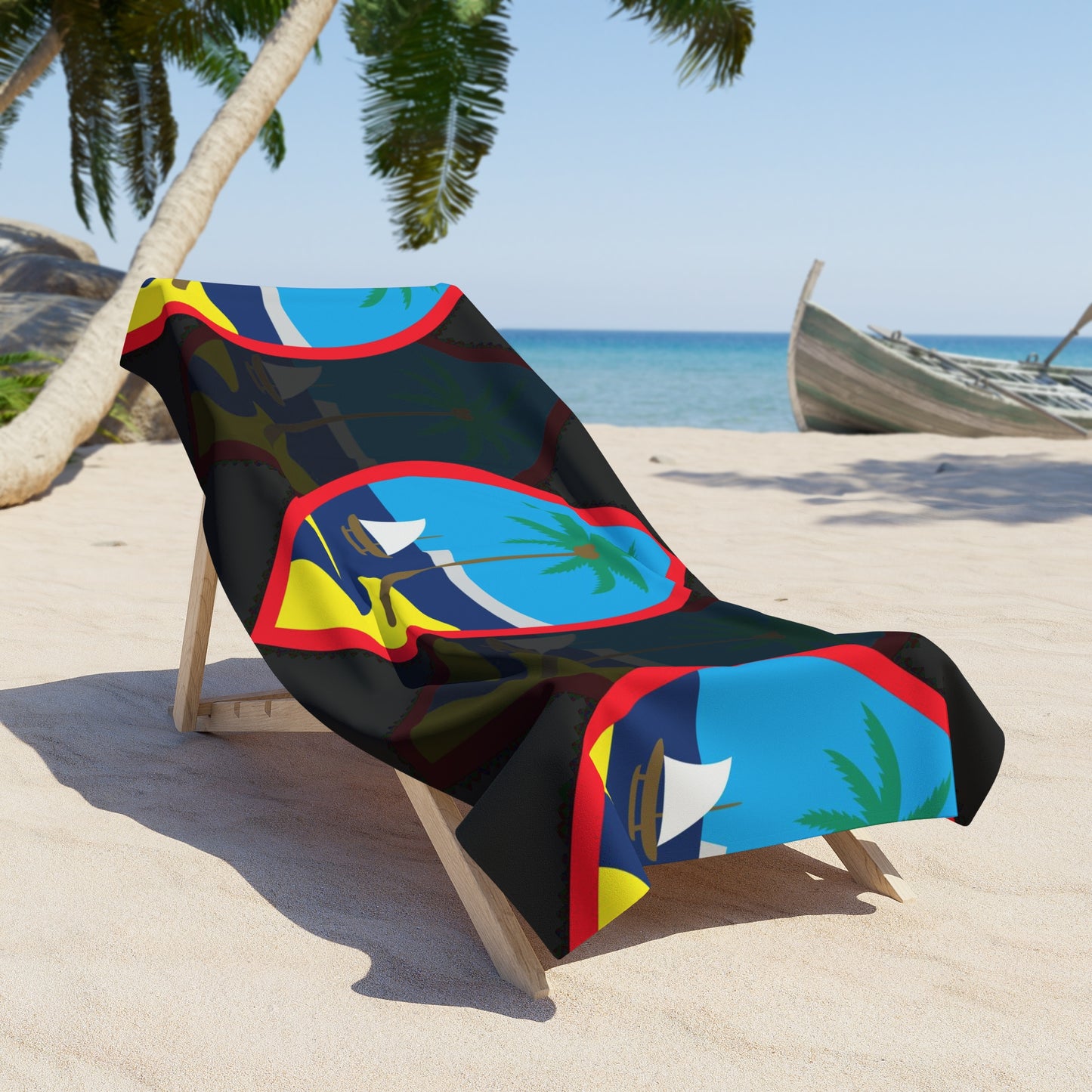 Guam Seals Black Beach Towel