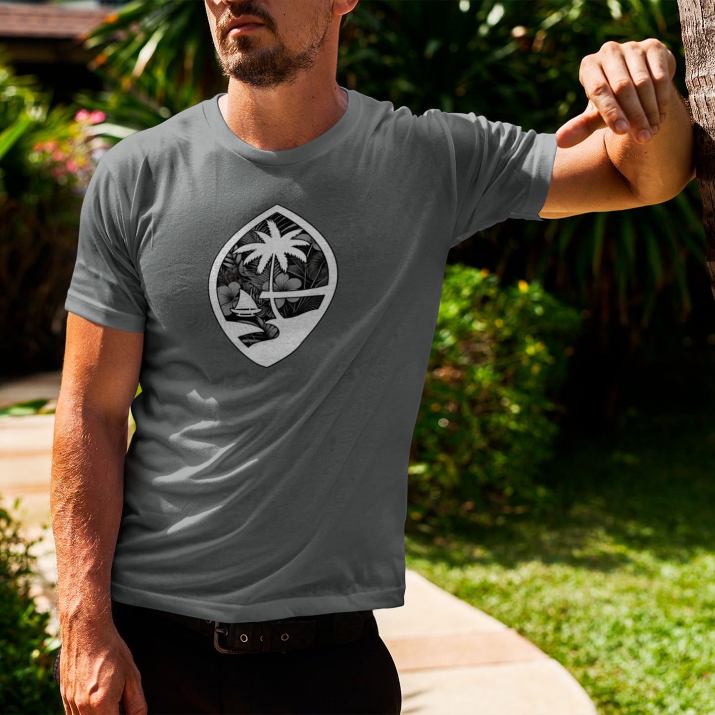 Guam Seal Monochrome Floral Men's Premium T-Shirt