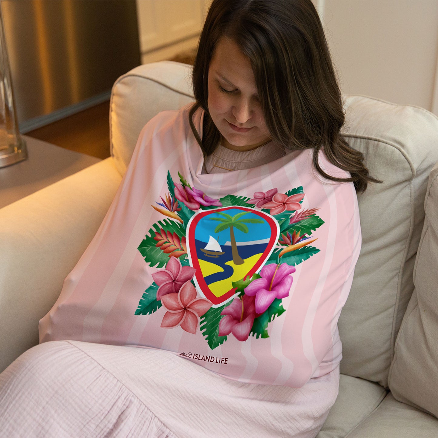 Guam Seal Pink Floral Baby Nursing Car Seat Cover