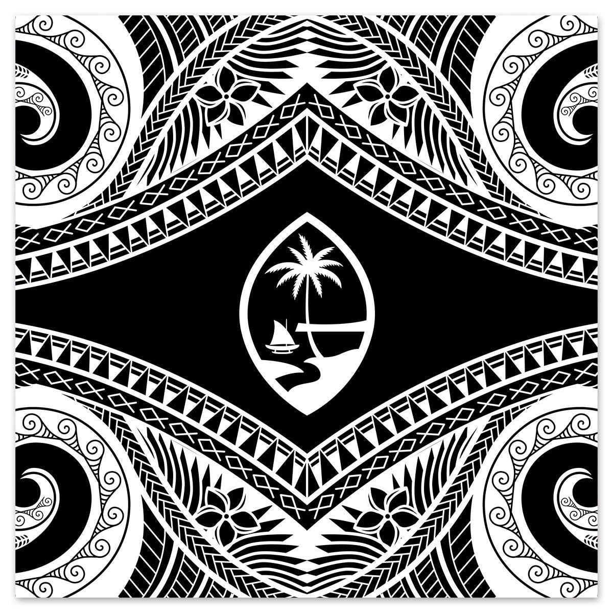 Guam Seal Tribal Island Sarong Swim Cover Up