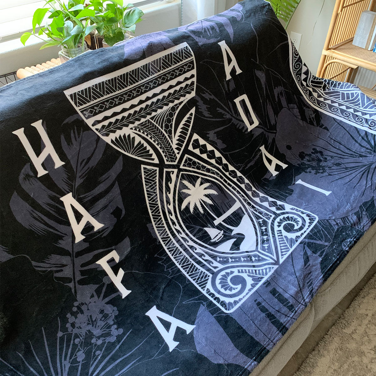 Hafa Adai Latte Stone Tribal Guam Beach Towel