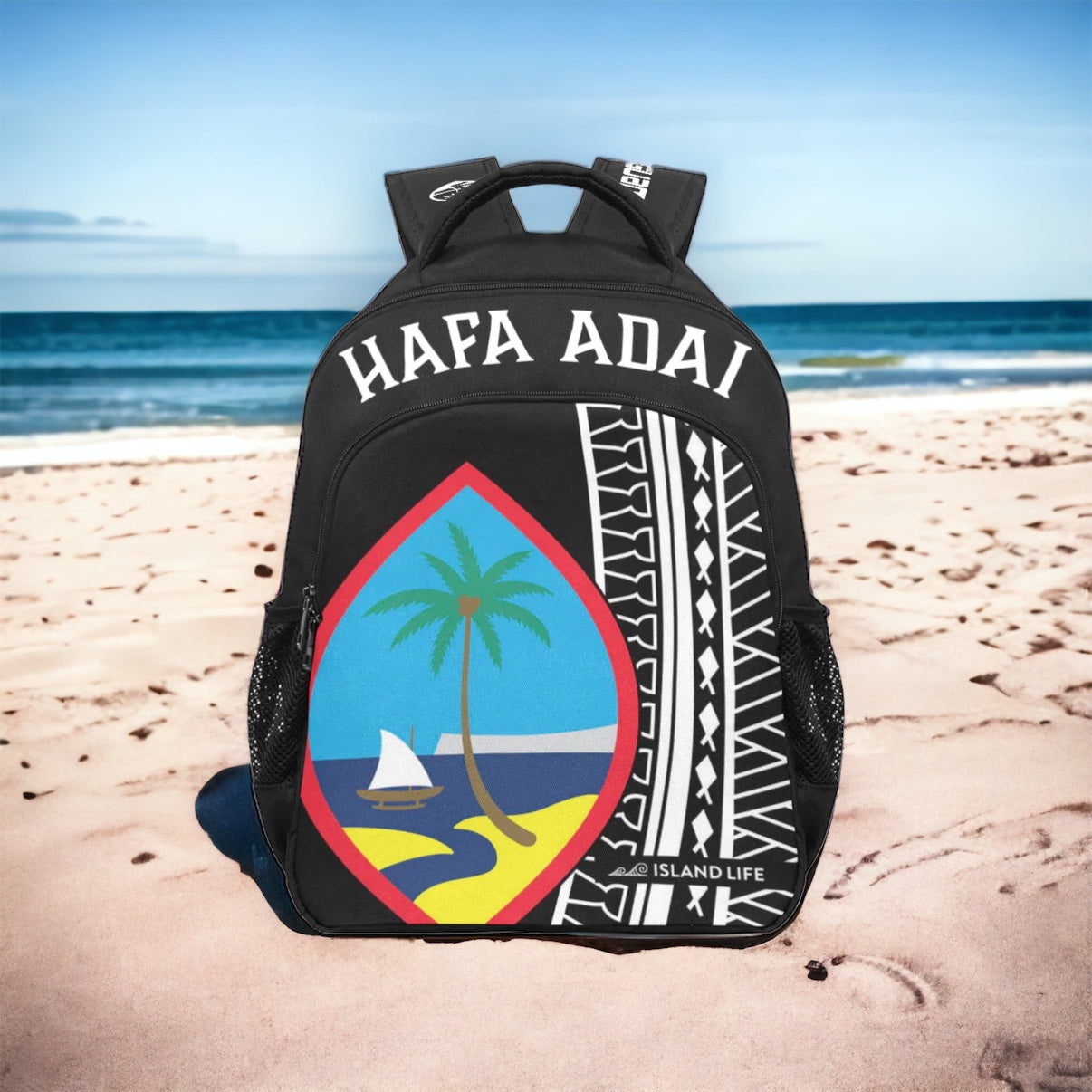 Hafa Adai Guam Tribal Black Multifunctional Backpack