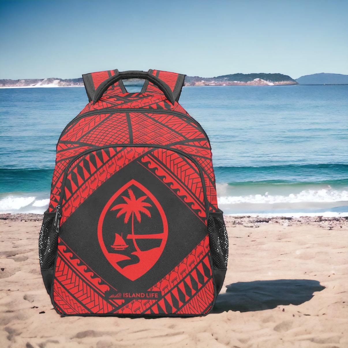 Guahan Tribal Red Multifunctional Backpack