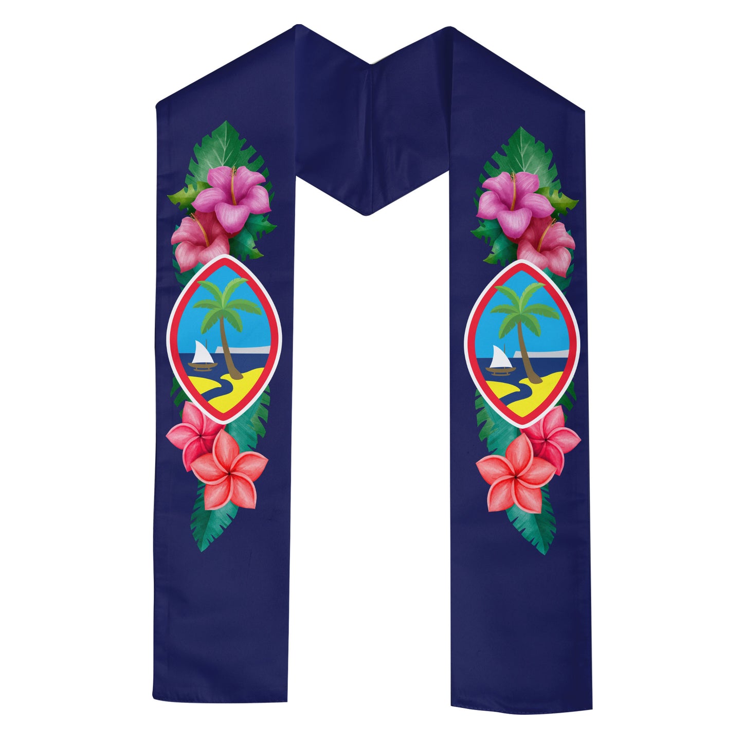 Kids Guam Seal Flowers Graduation Stole Sash