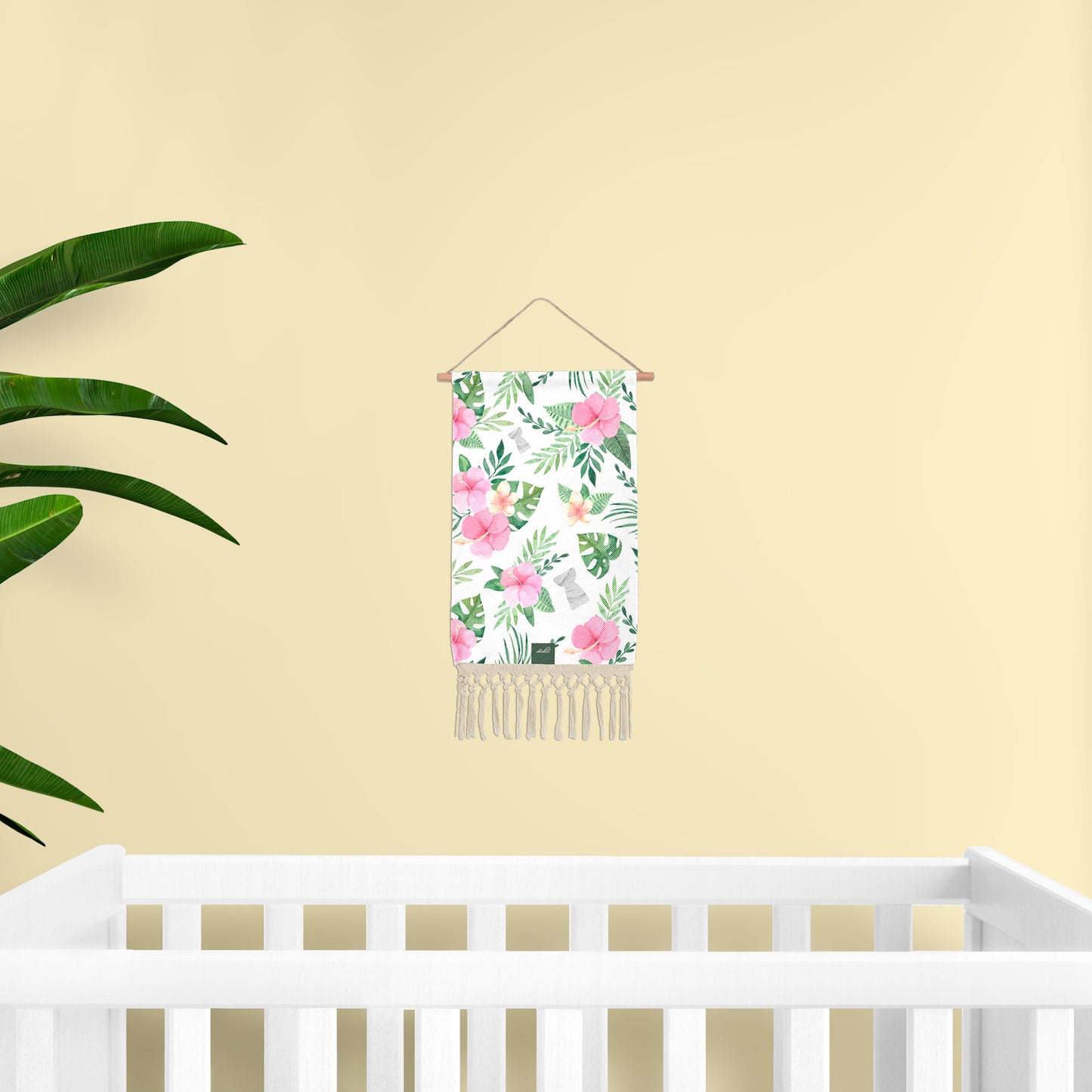 Latte Stone Pink Hibiscus Guam CNMI Linen Hanging Poster