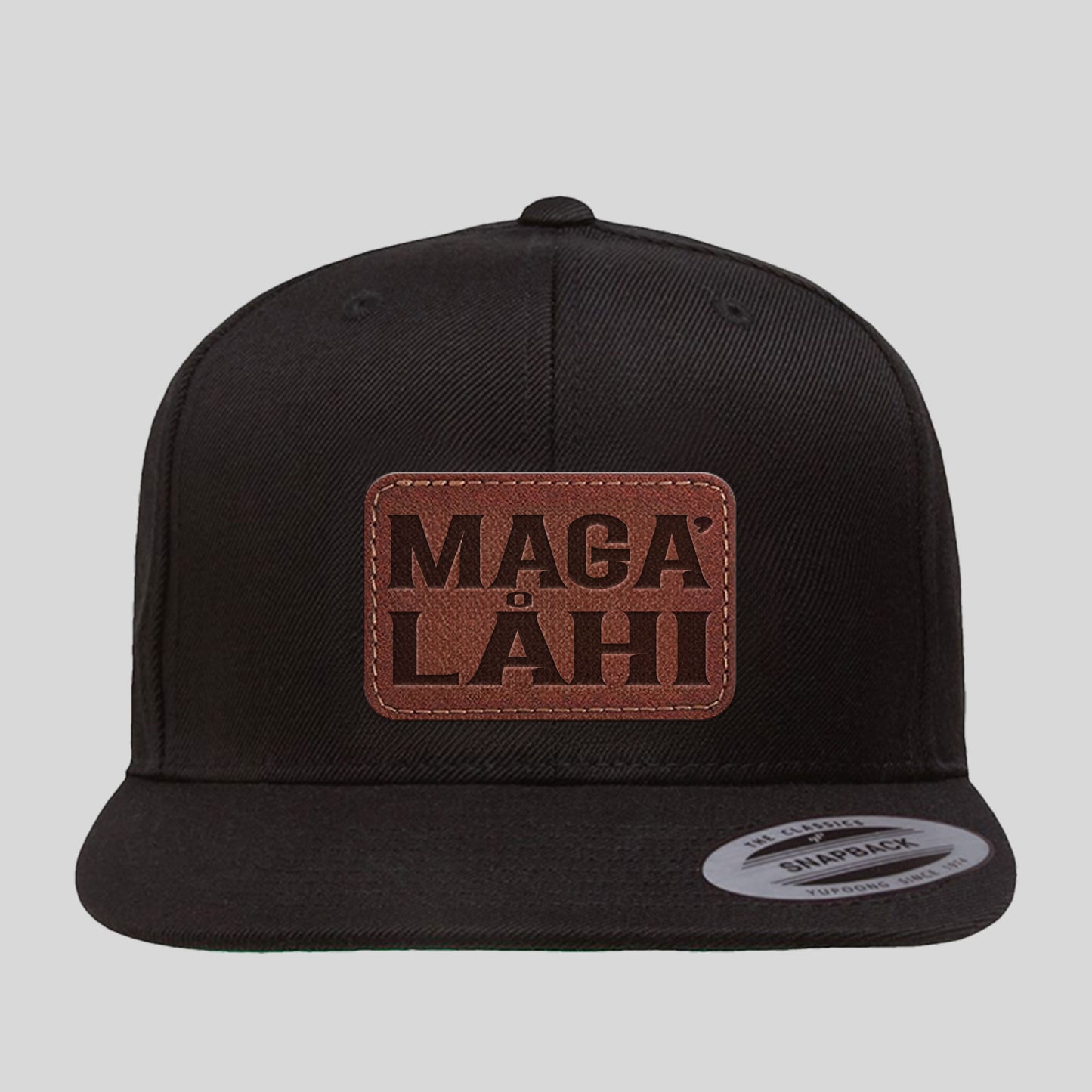 Maga' Låhi Chamorro Guam CNMI Faux Leather Patch Premium Flat Bill Snapback Hat