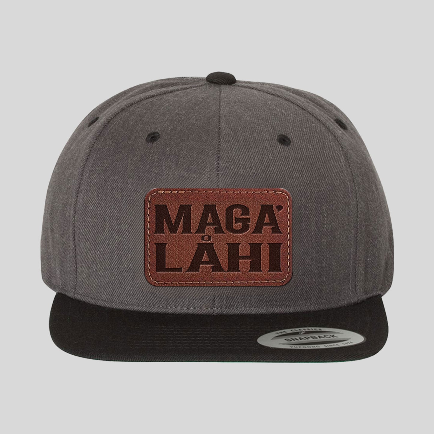 Maga' Låhi Chamorro Guam CNMI Faux Leather Patch Premium Flat Bill Snapback Hat