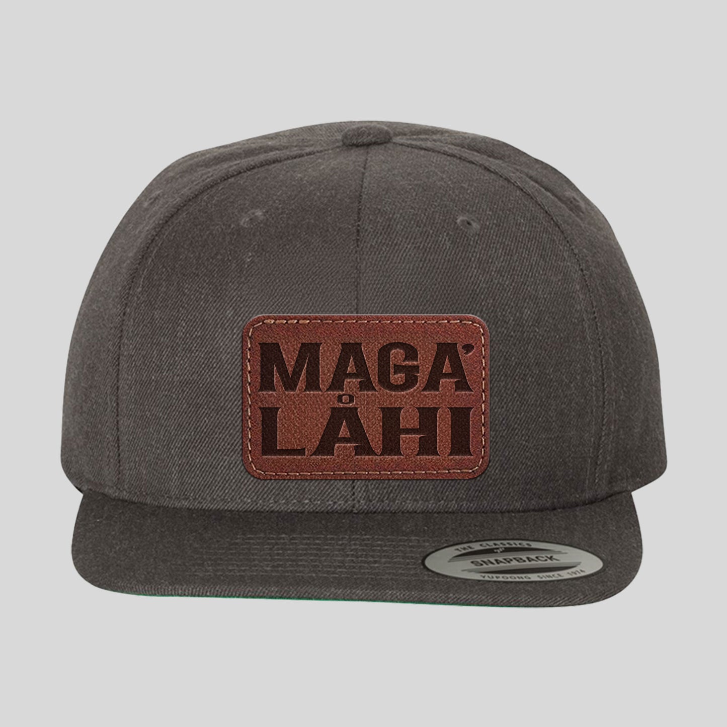 Maga' Låhi Chamorro Guam CNMI Faux Leather Patch Premium Flat Bill Snapback Hat