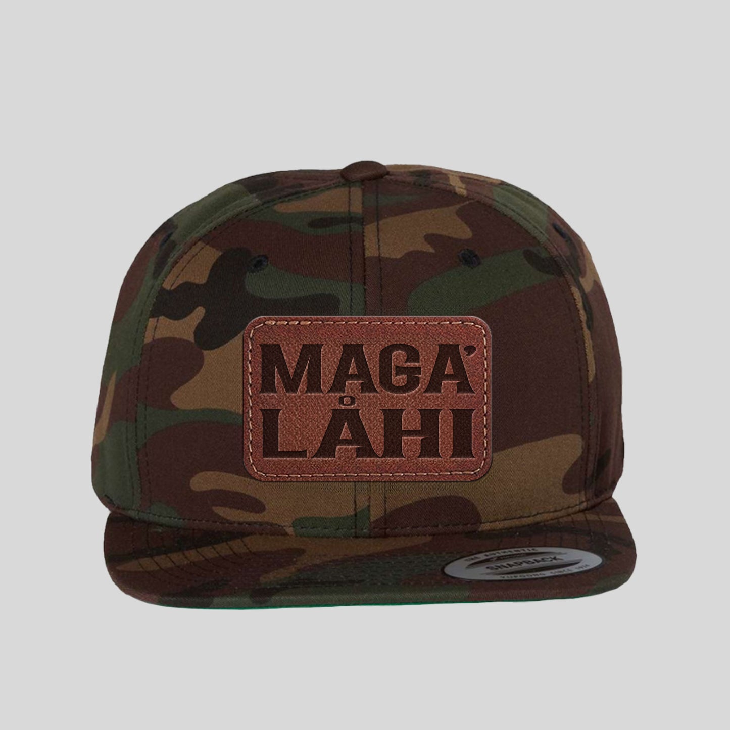 Maga' Låhi Chamorro Guam CNMI Faux Leather Patch Premium Flat Bill Snapback Hat