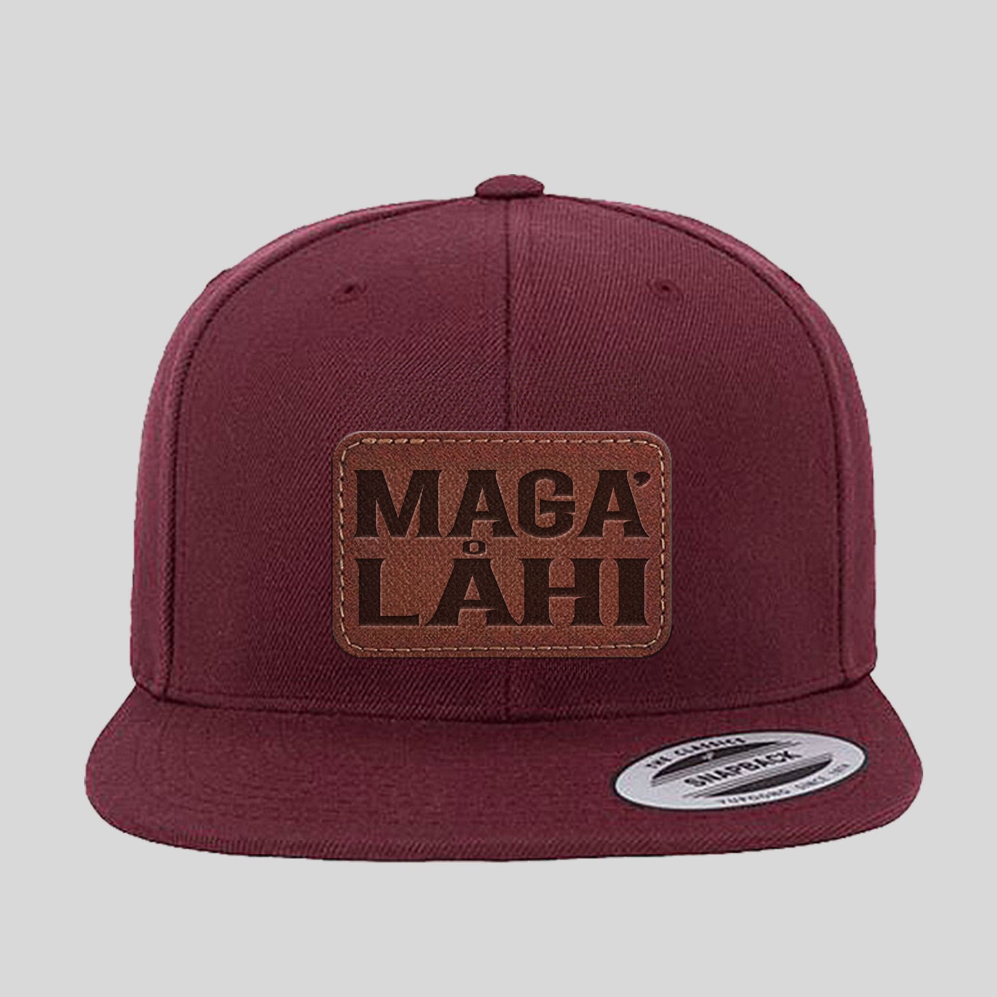 Maga' Låhi Chamorro Guam CNMI Faux Leather Patch Premium Flat Bill Snapback Hat