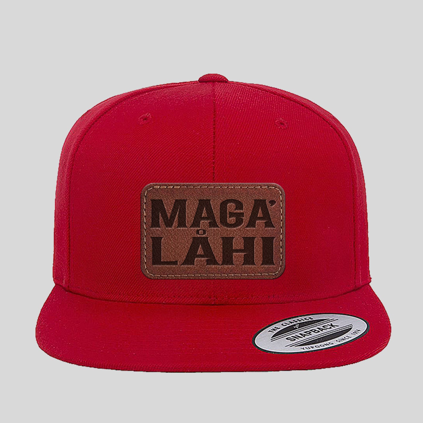 Maga' Låhi Chamorro Guam CNMI Faux Leather Patch Premium Flat Bill Snapback Hat