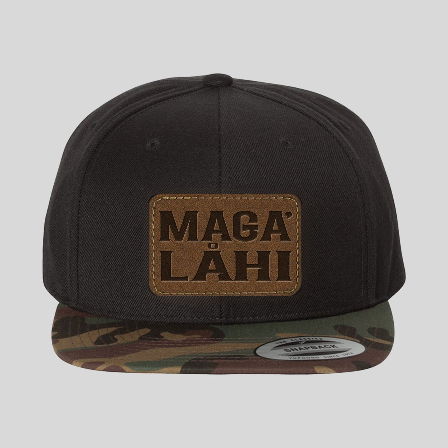 Maga' Låhi Chamorro Guam CNMI Faux Leather Patch Premium Flat Bill Snapback Hat