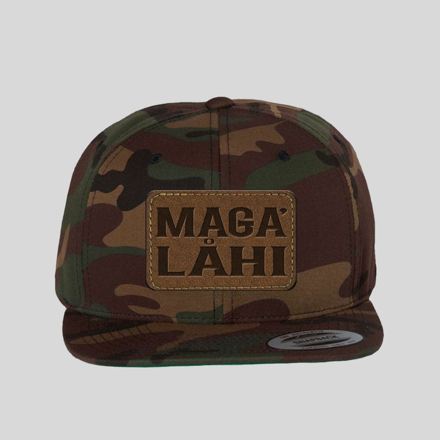 Maga' Låhi Chamorro Guam CNMI Faux Leather Patch Premium Flat Bill Snapback Hat