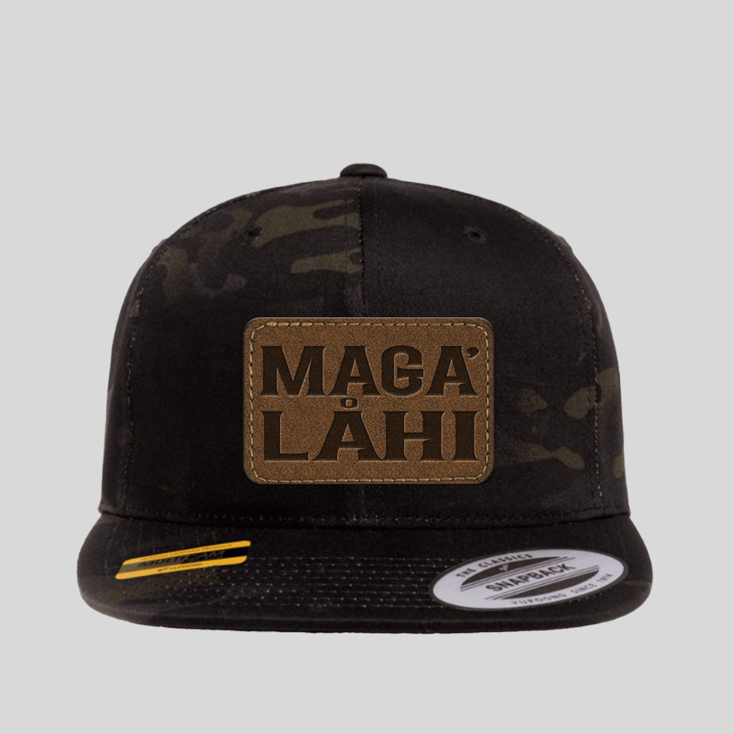 Maga' Låhi Chamorro Guam CNMI Faux Leather Patch Premium Flat Bill Snapback Hat