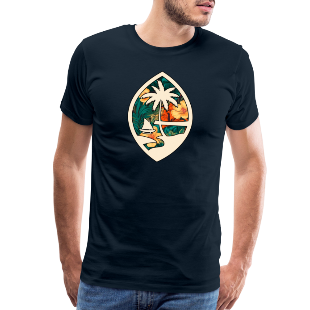 Guam Seal Floral Men's Premium T-Shirt - deep navy