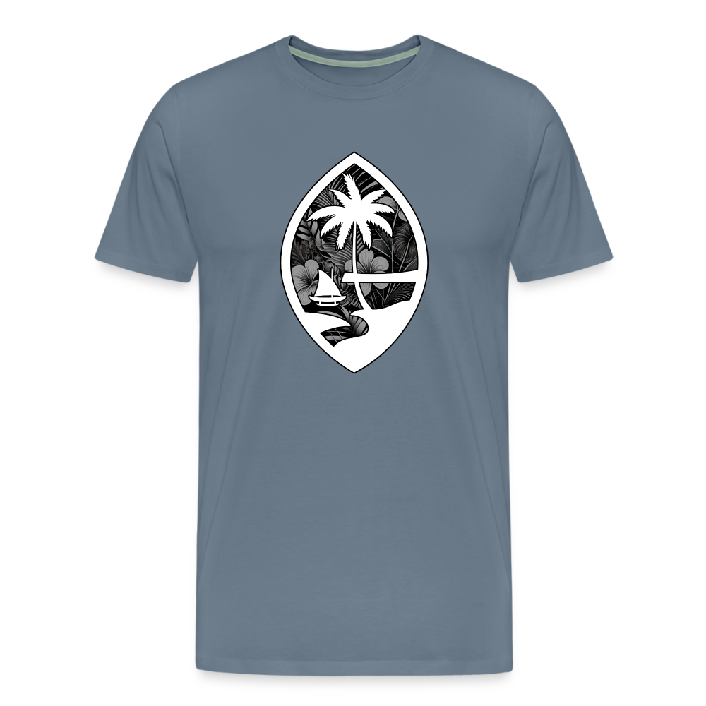 Guam Seal Monochrome Floral Men's Premium T-Shirt - steel blue