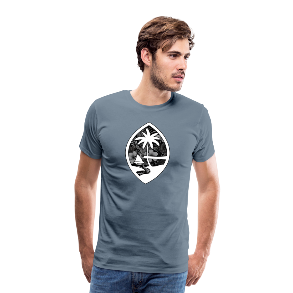 Guam Seal Monochrome Floral Men's Premium T-Shirt - steel blue