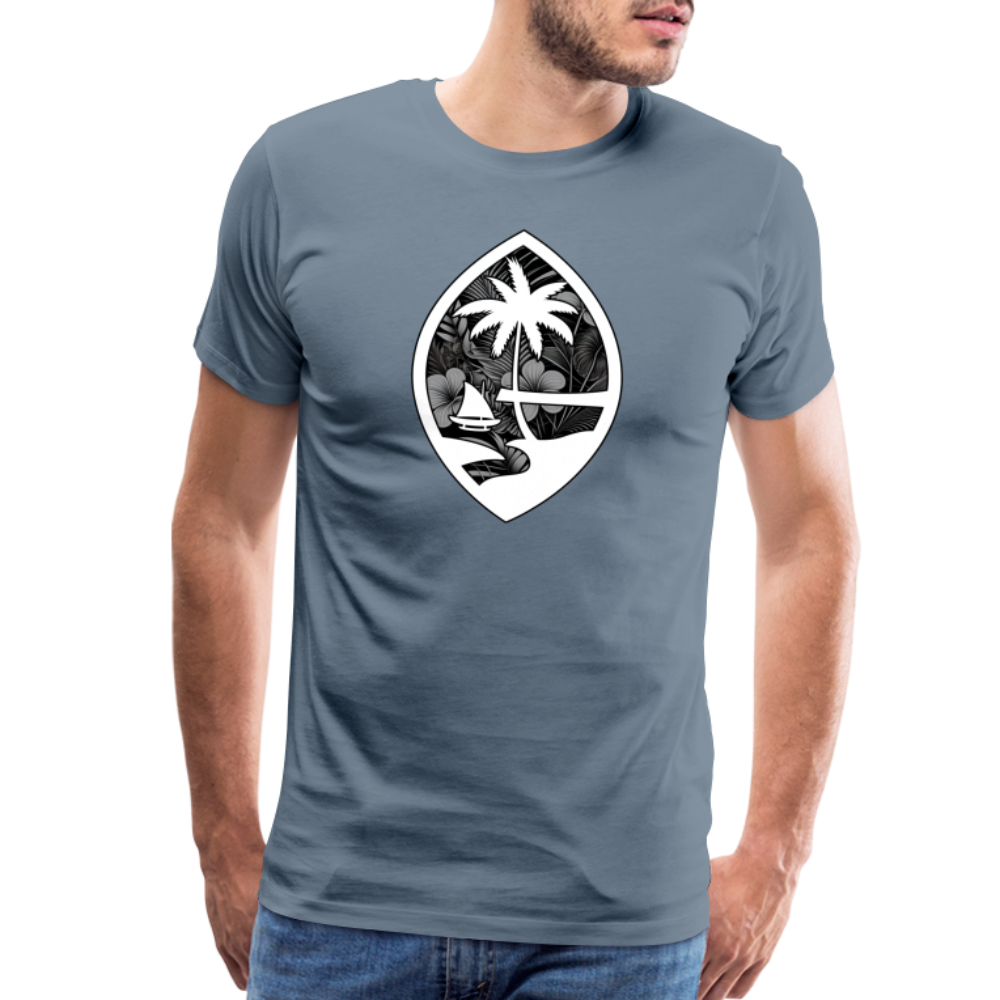 Guam Seal Monochrome Floral Men's Premium T-Shirt - steel blue