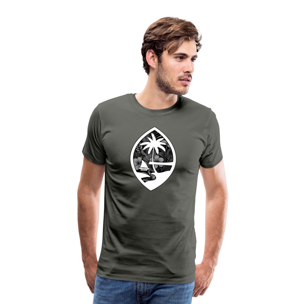 Guam Seal Monochrome Floral Men's Premium T-Shirt - asphalt gray