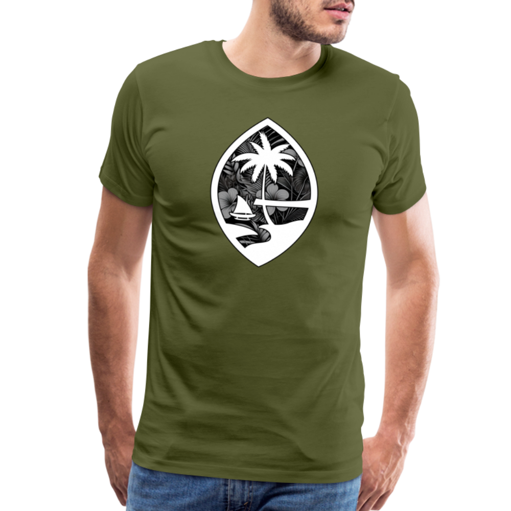 Guam Seal Monochrome Floral Men's Premium T-Shirt - olive green