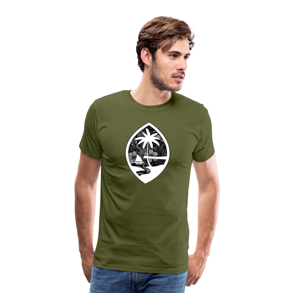 Guam Seal Monochrome Floral Men's Premium T-Shirt - olive green