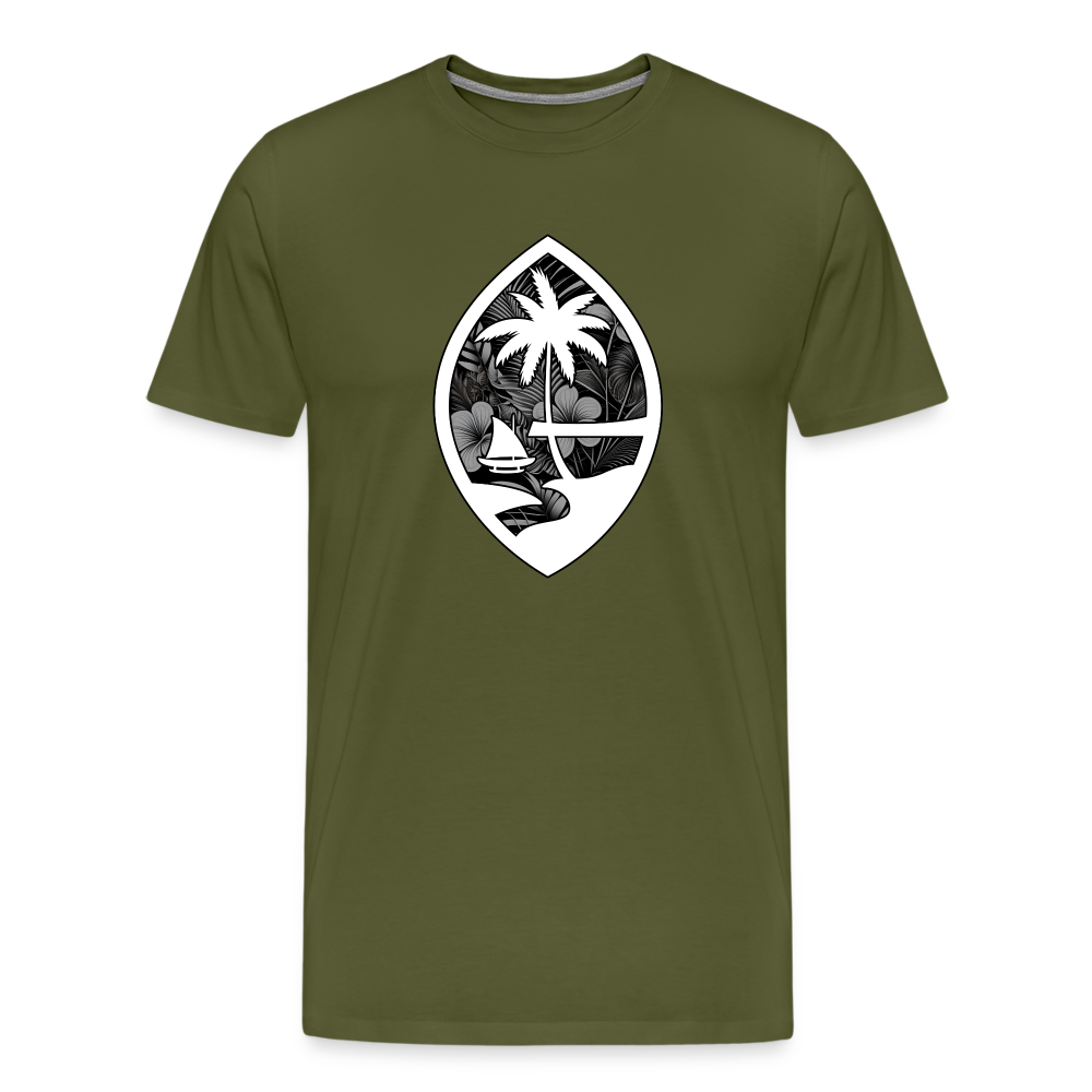 Guam Seal Monochrome Floral Men's Premium T-Shirt - olive green