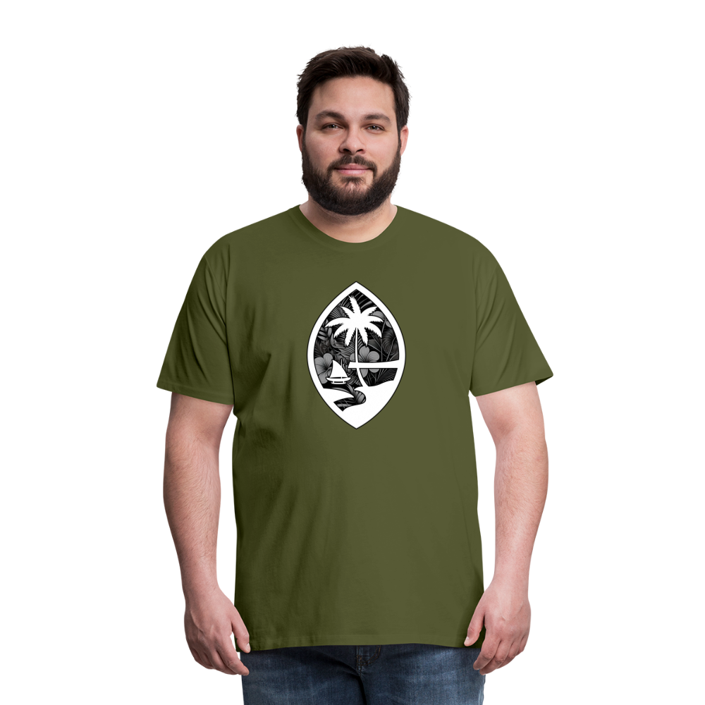 Guam Seal Monochrome Floral Men's Premium T-Shirt - olive green